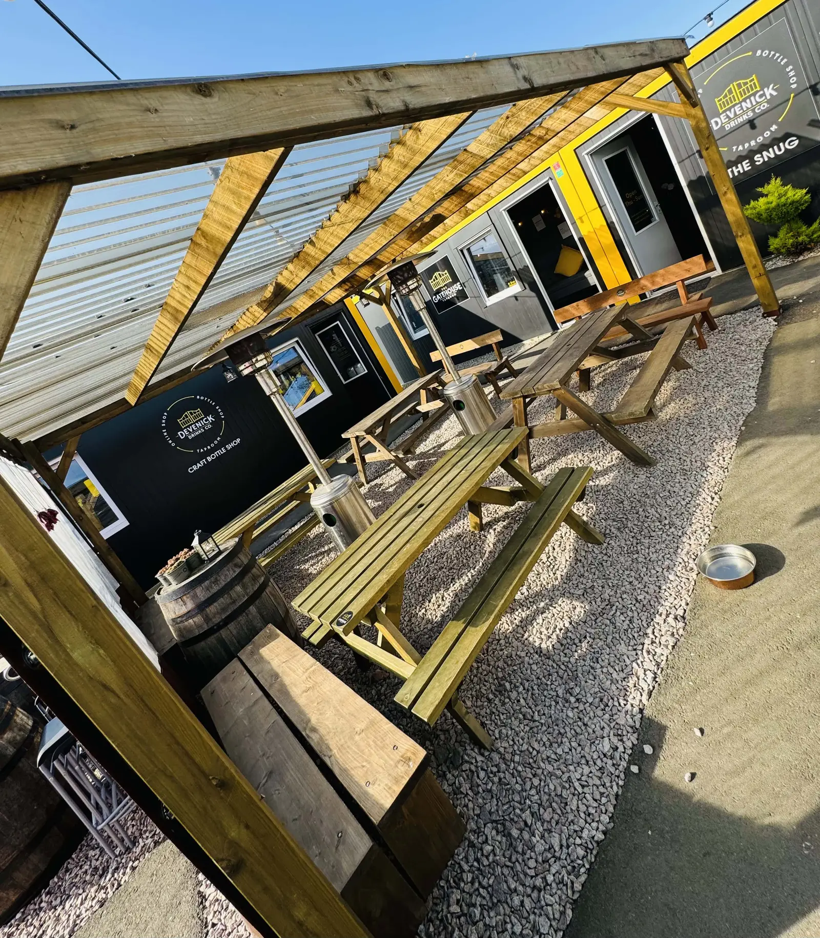 The beer garden at the Gatehouse Taproom, Chapelton
